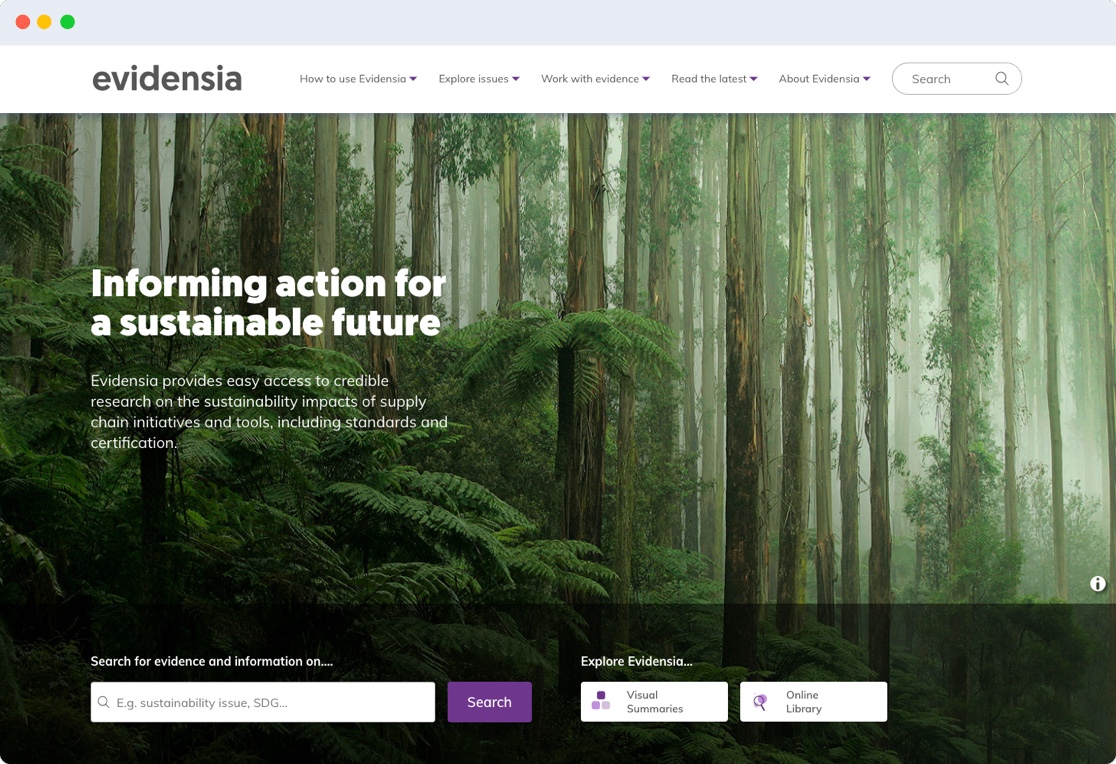 Evidensia website screenshot